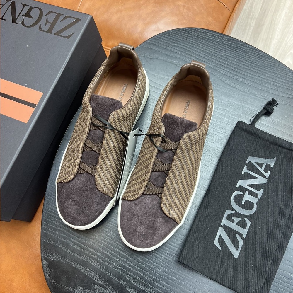 Zegna Brown and Tan Men's Sneakers